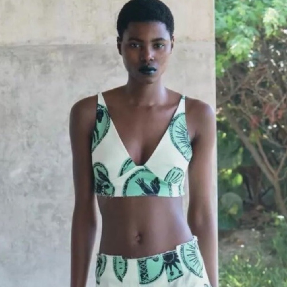 New ZARA ZW Collection Printed Crop Top - Picture 2 of 8